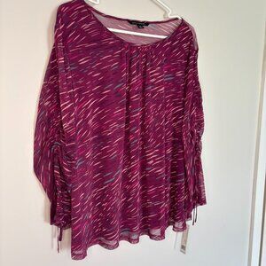 ZAC & RACHEL NEW Round Neck Sheer Flowy Tunic Womens XL Purple Teal Pink Lined